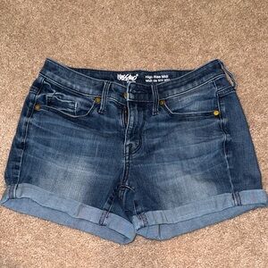 Mossimo Dark Blue High Rise Midi Jean Shorts